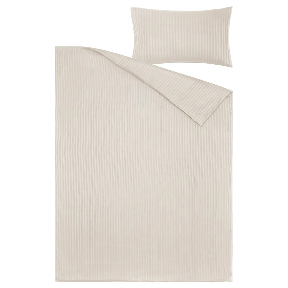 NATTJASMIN bed set: cream, striped, soft cotton-lyocell.