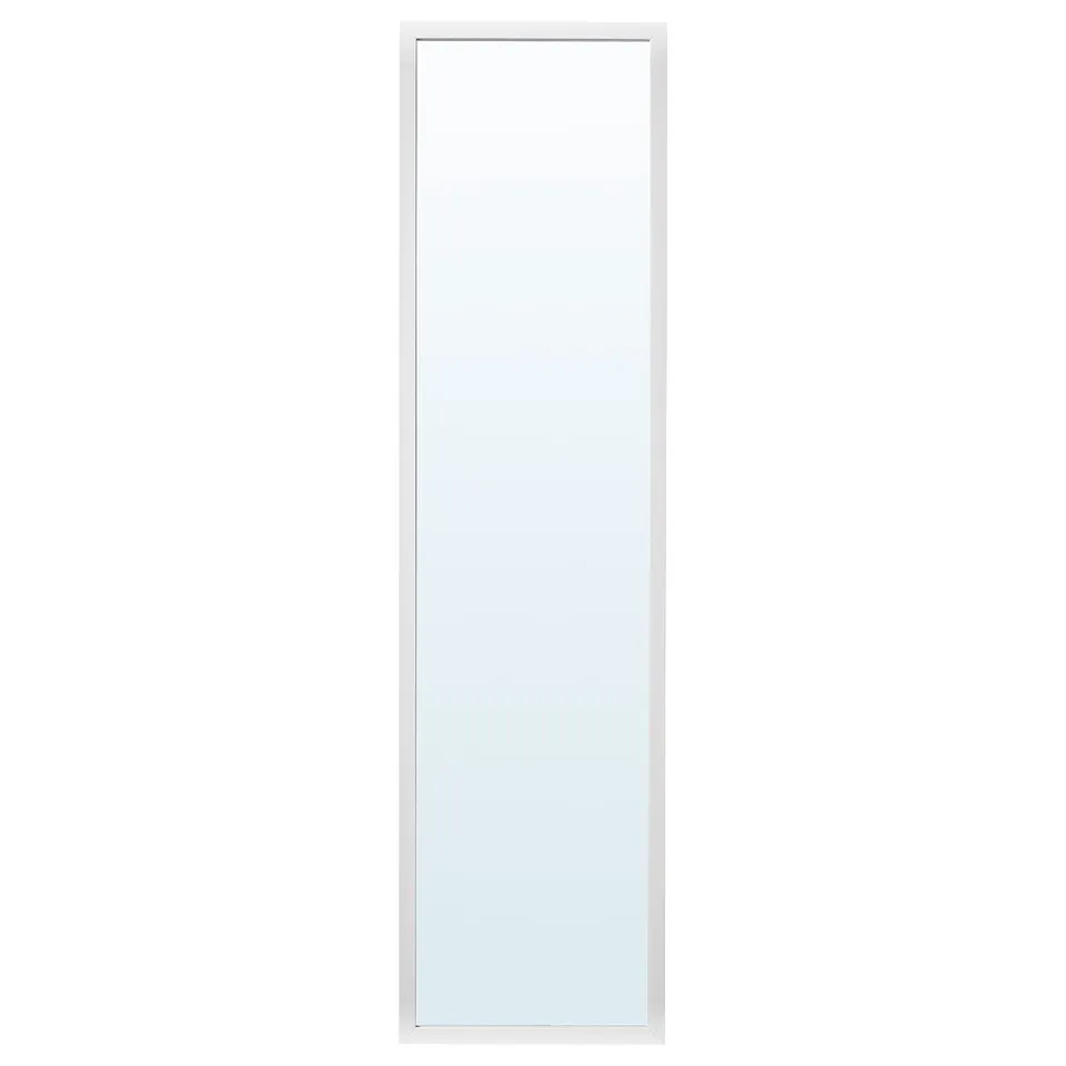 A LILJETRÄD mirror with a modern, white frame. It is suitable for various rooms, enhancing space and style.