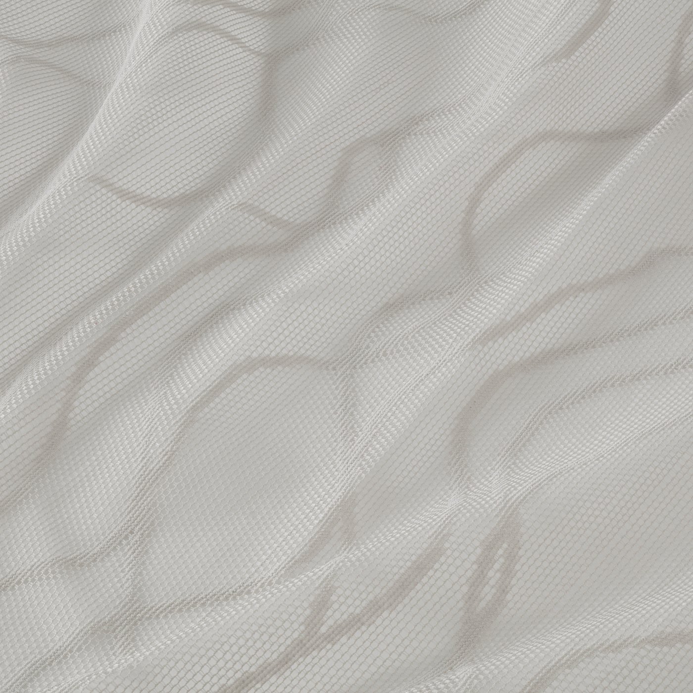 Sheer grey curtains with subtle wave pattern, soft fabric, allowing light and privacy.