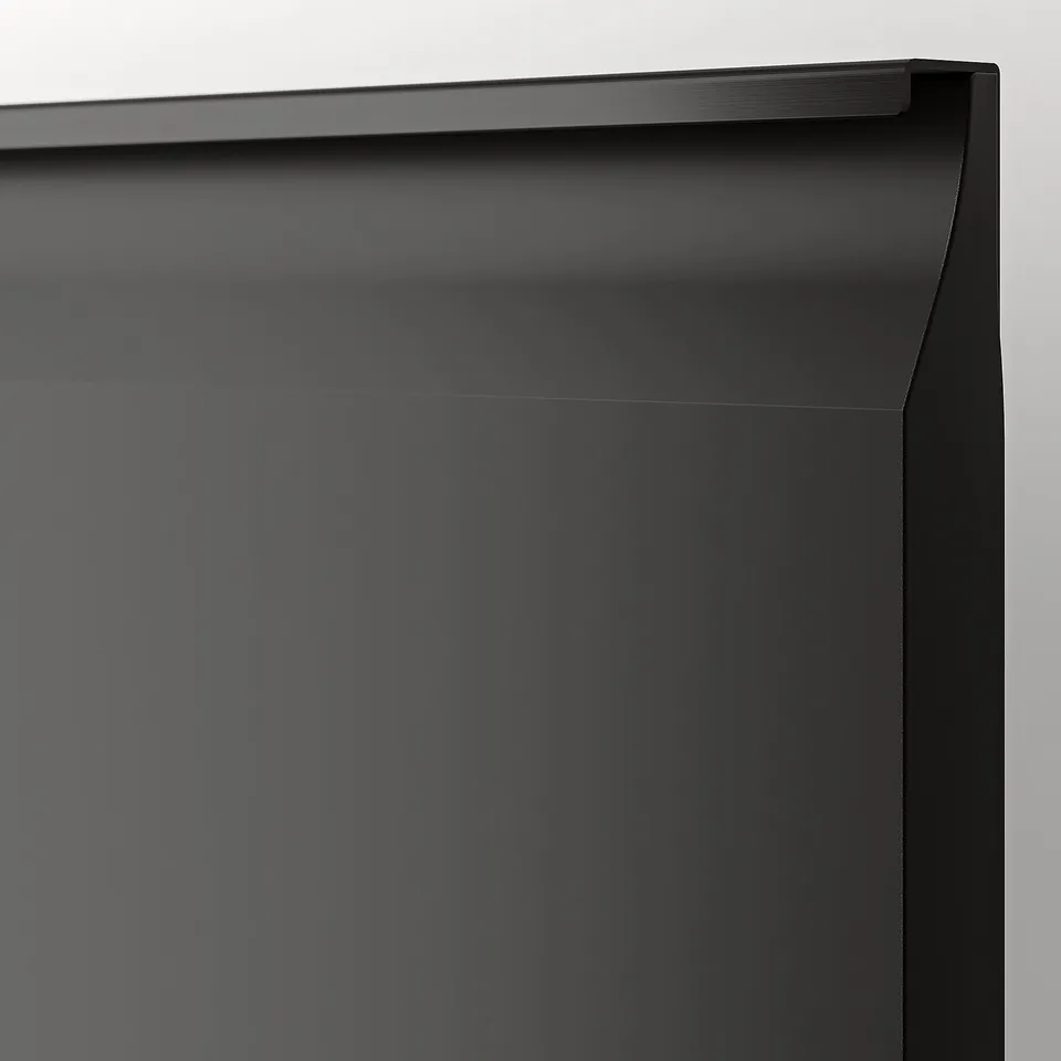 Sleek, black BESTÅ tv bench, polished edge, clean lines, modern style.