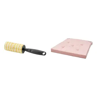 BÄSTIS/JUSTINA set: lint roller, grey + pink/white, Length 22 cm