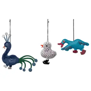 VINTERFINT tree ornament set of 3, birds/mixed colours