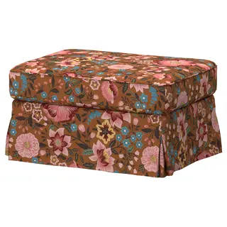 EKTORP cover for footstool, Mångbyn brown/multicolour