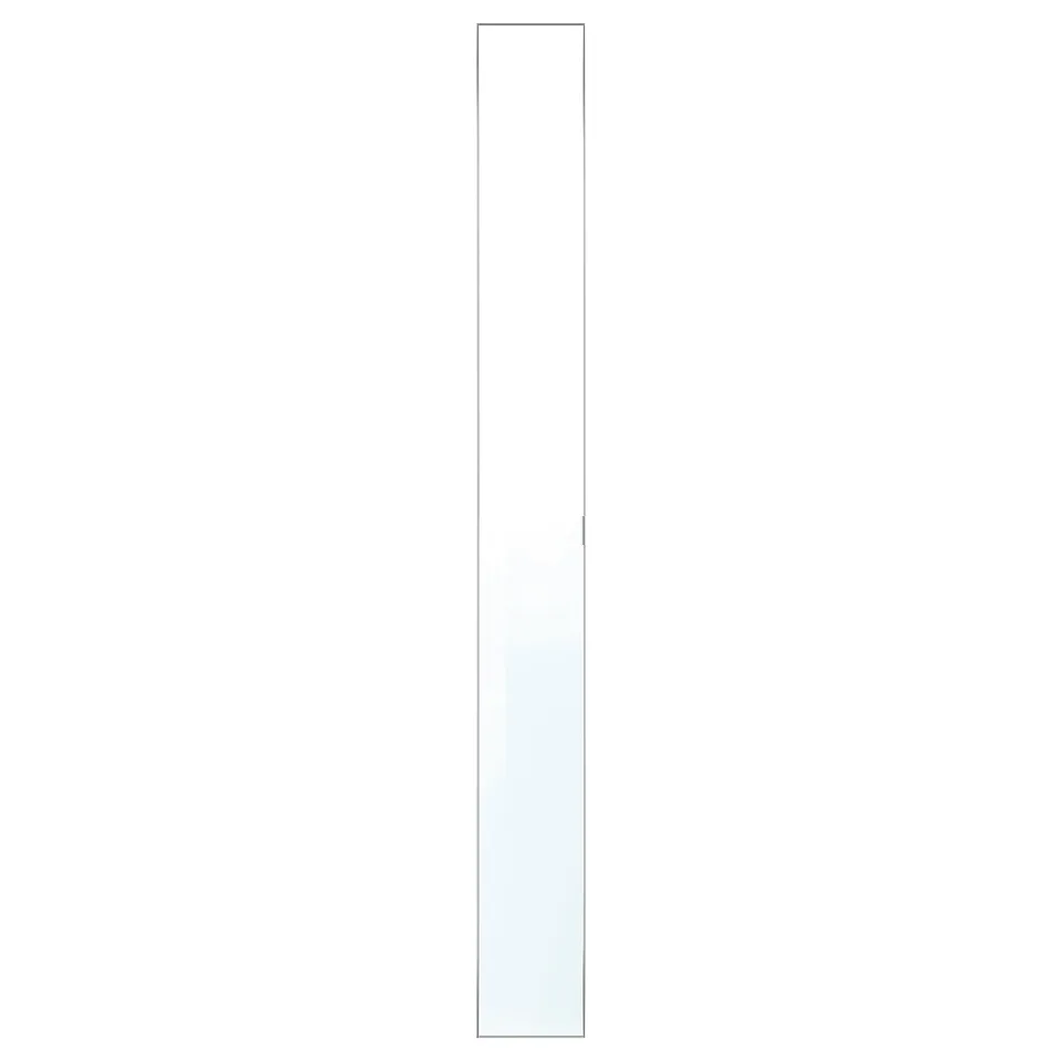ÅHEIM mirror door, sleek design, narrows spaces, adds light, made of aluminium and glass.