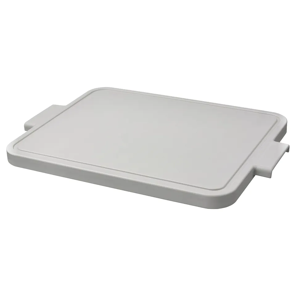 Light grey LILLHAVET chopping board, rectangular, smooth surface, made of polyethylene plastic.