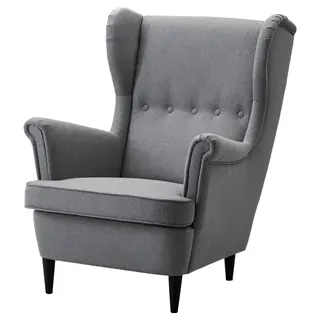 STRANDMON wing chair, Nordvalla dark grey, Width 82 x Depth 96 x Height 101 cm
