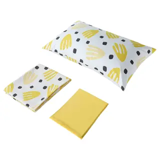 BRUKSVARA 3-piece bedlinen set, yellow/white