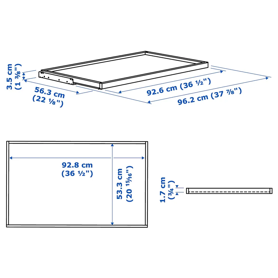 Illustration with measurements for the product: KOMPLEMENT.