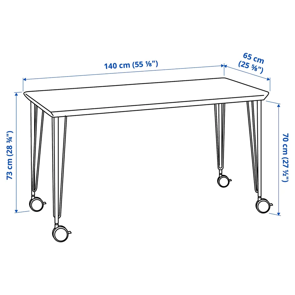 ANFALLARE / KRILLE Desk, bamboo/black, 140x65 cm