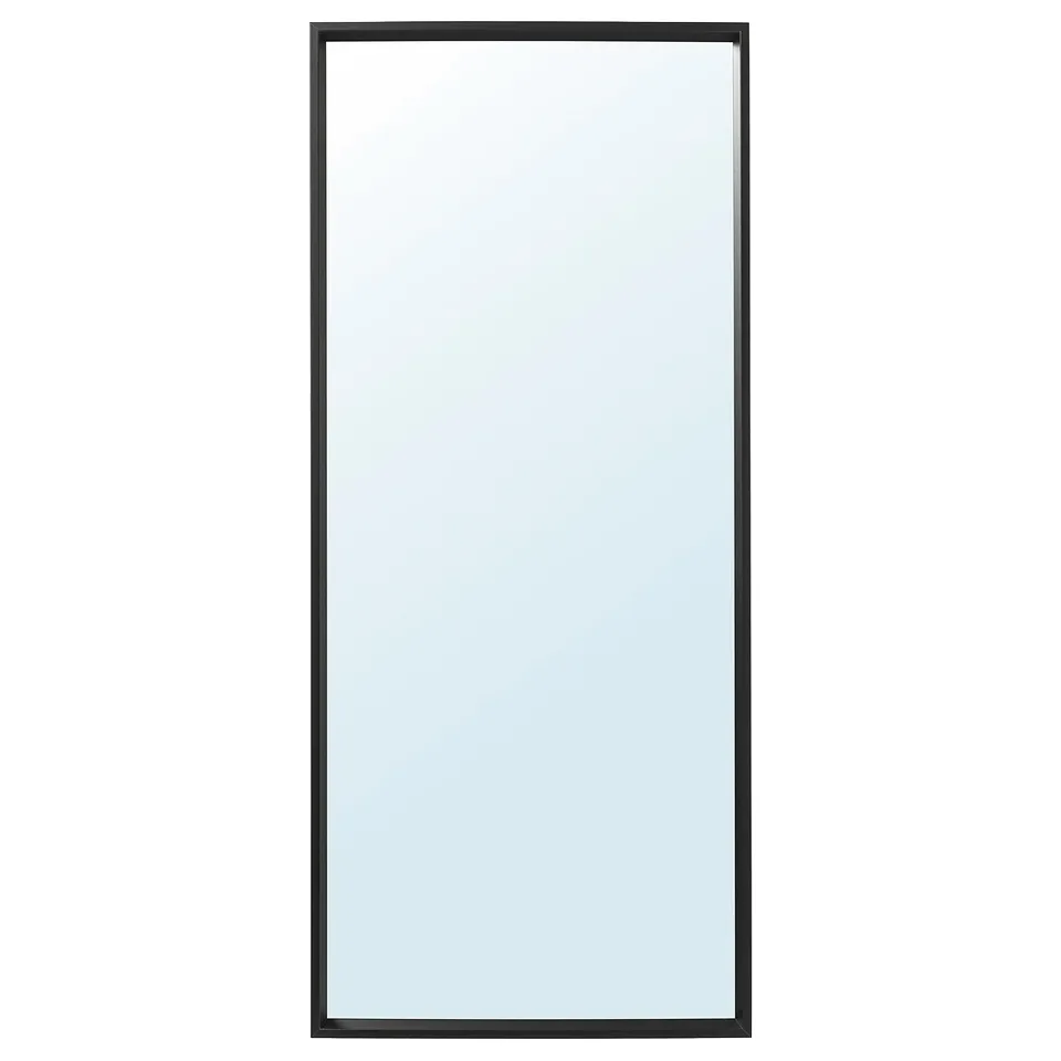 NISSEDAL black-framed rectangular mirror, timeless design fits any room, hangs vertically or horizontally.