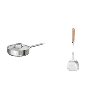 IKEA/VARDAGEN set: sauté pan + wok spatula, stainless steel + stainless steel/beech, 24 cm