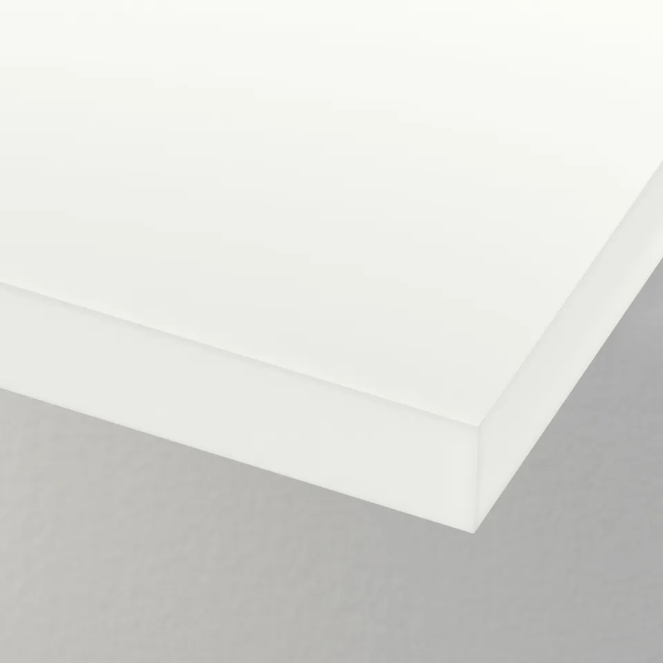 Minimalist white wall shelf, clean edges, sturdy material.