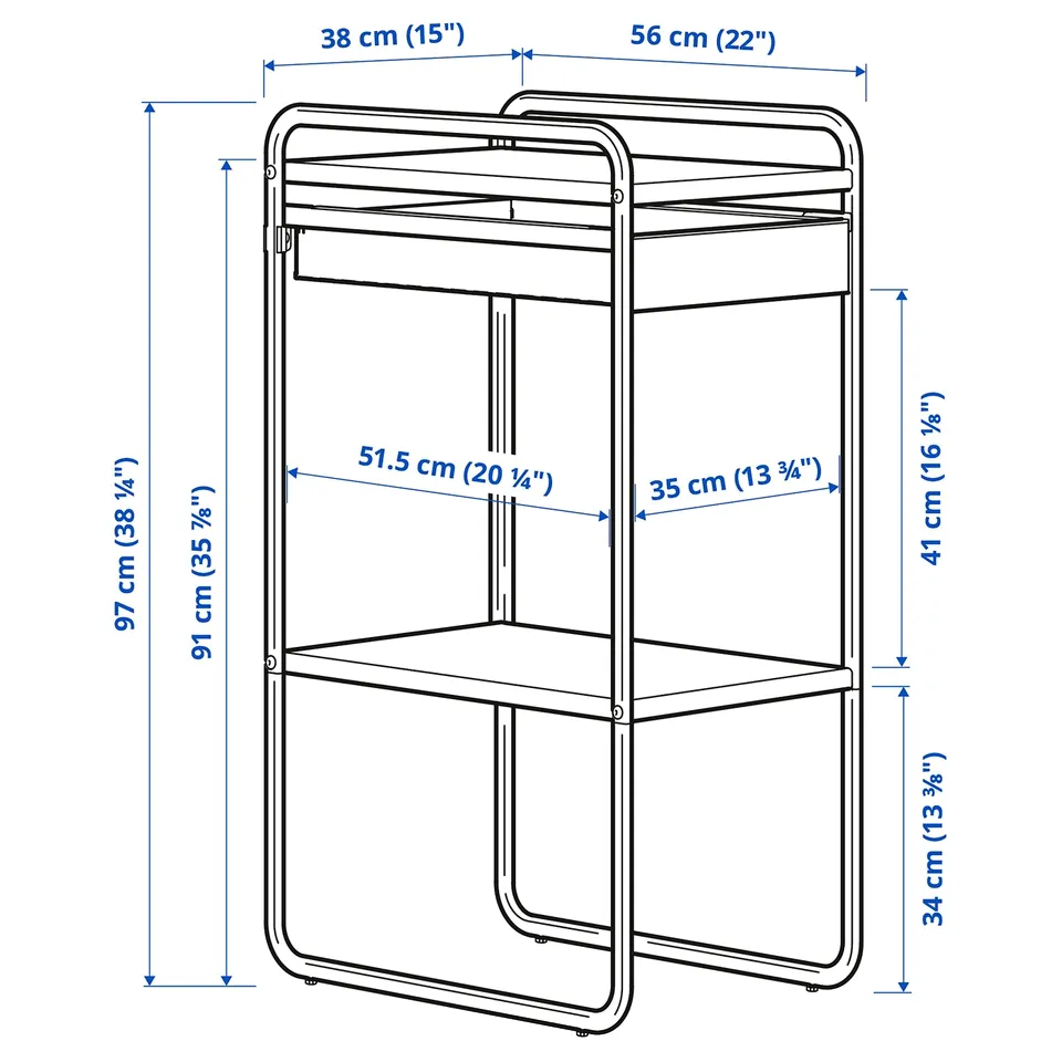 Illustration with measurements for the product: SUNNERSTA.