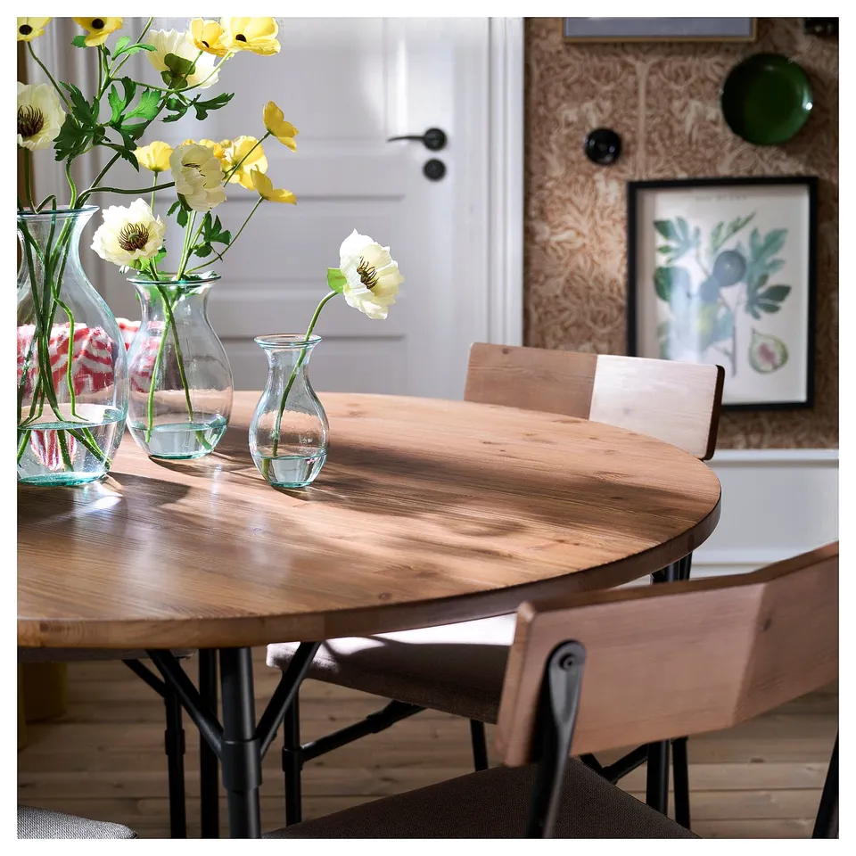GRÖTÅN / GRÖTÅN Table and 4 chairs, pine brown stained/Tibbleby dark beige, 105 cm