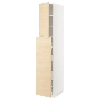METOD / MAXIMERA hc w p-o func 4drw/1dr/2shlv, white/Askersund light ash effect, 40x60x220 cm