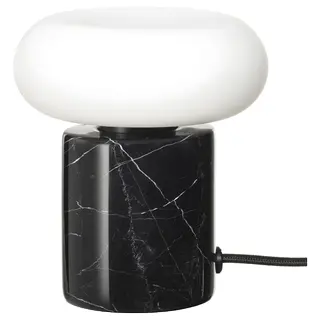 MARKFROST / MOLNART table lamp with light bulb, black/marble black, 2400 K 150 mm