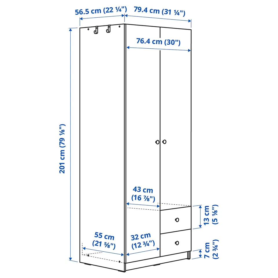 Illustration with measurements for the product: BRUKSVARA.