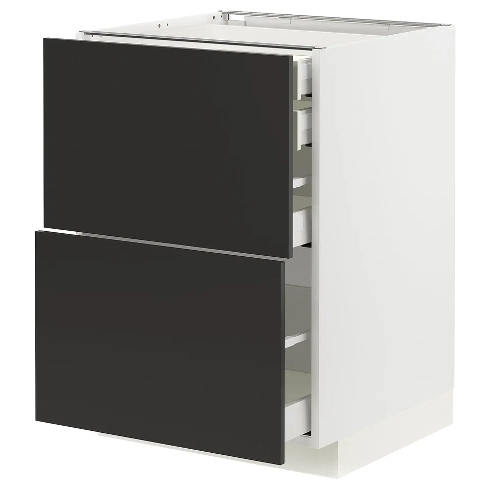 Black METOD kitchen cabinet with 2 drawers.