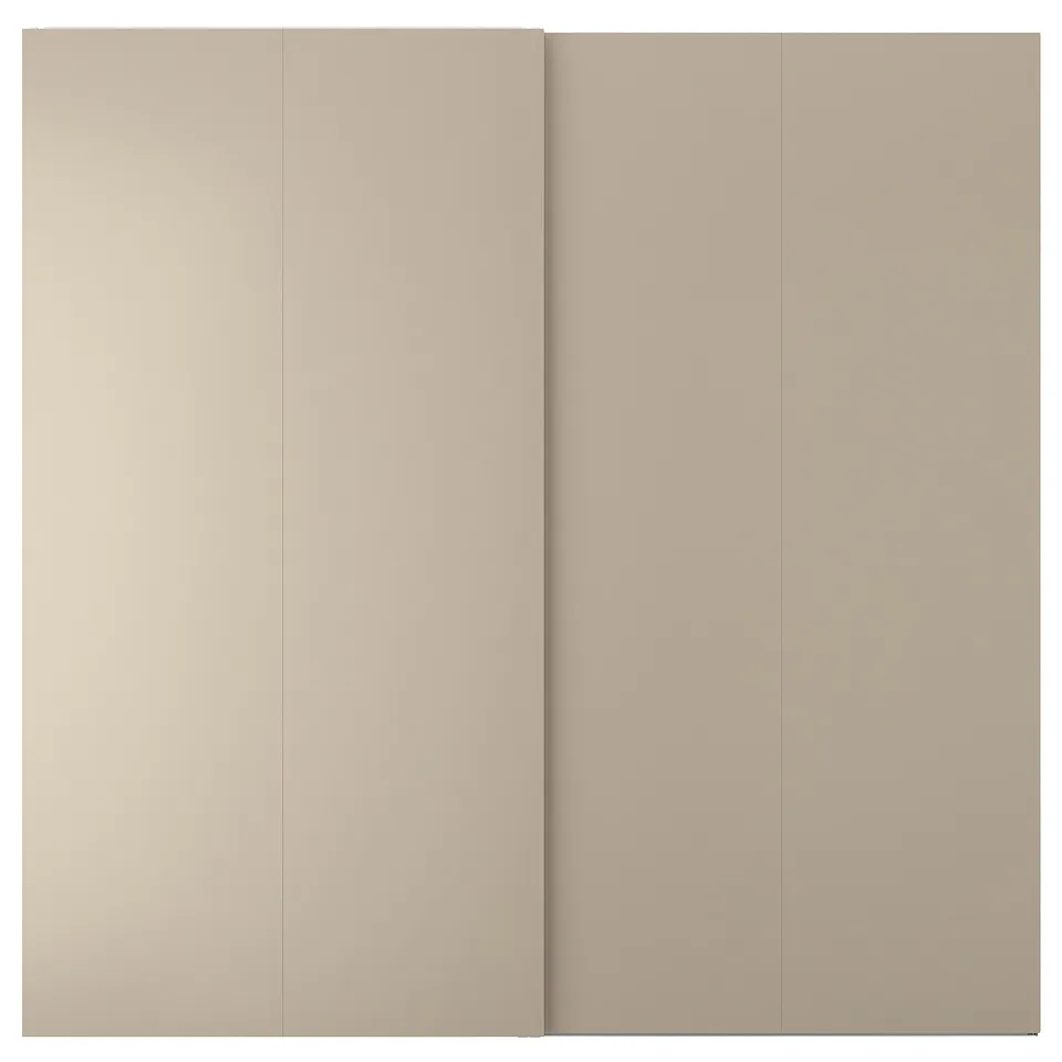 HASVIK sliding doors in beige. They are modern, minimalist, and offer a smooth finish.