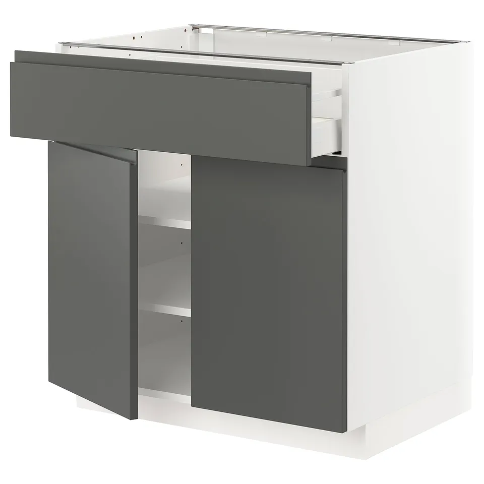 Modern dark grey METOD kitchen cabinet with sleek handle-free doors.