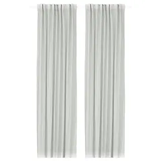 GINSTMOTT curtains, 1 pair, white/with heading tape, 145x250 cm