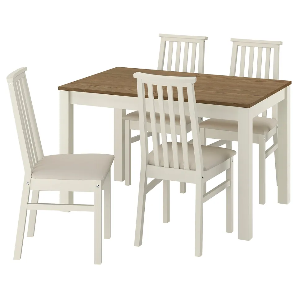 ÅLHULT / ÅLHULT Table and 4 chairs, beige/brown/Kabusa light beige beige, 120/170x80 cm