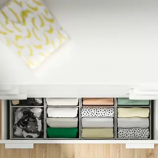 LASTARE/STUK set: chest of 4 drawers + box with compartments x4, white/with top for storage module + white/black, Width 80 x Depth 42 x Height 103 cm