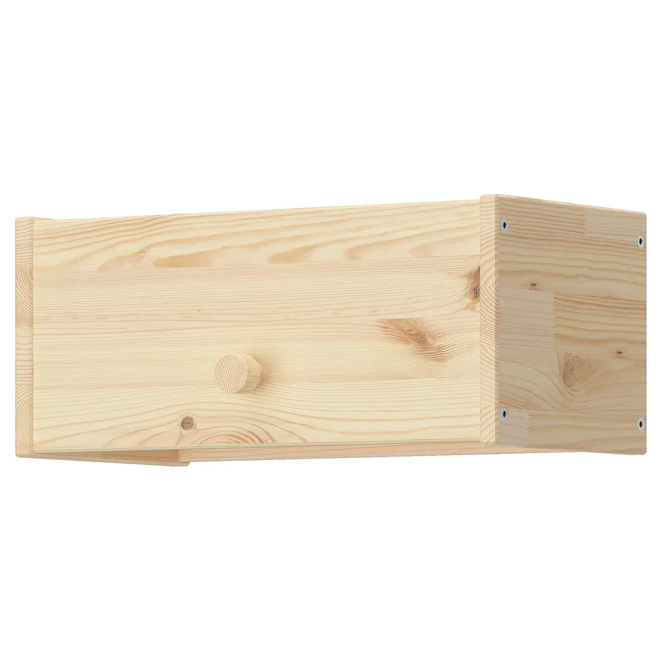 Solid wood coat rack with shelf, natural finish, rectangular shape, minimalist design, perfect for hallways.