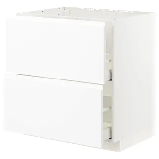 METOD / MAXIMERA base cab f sink+2 fronts/2 drawers, white/Voxtorp matt white, 80x60x80 cm