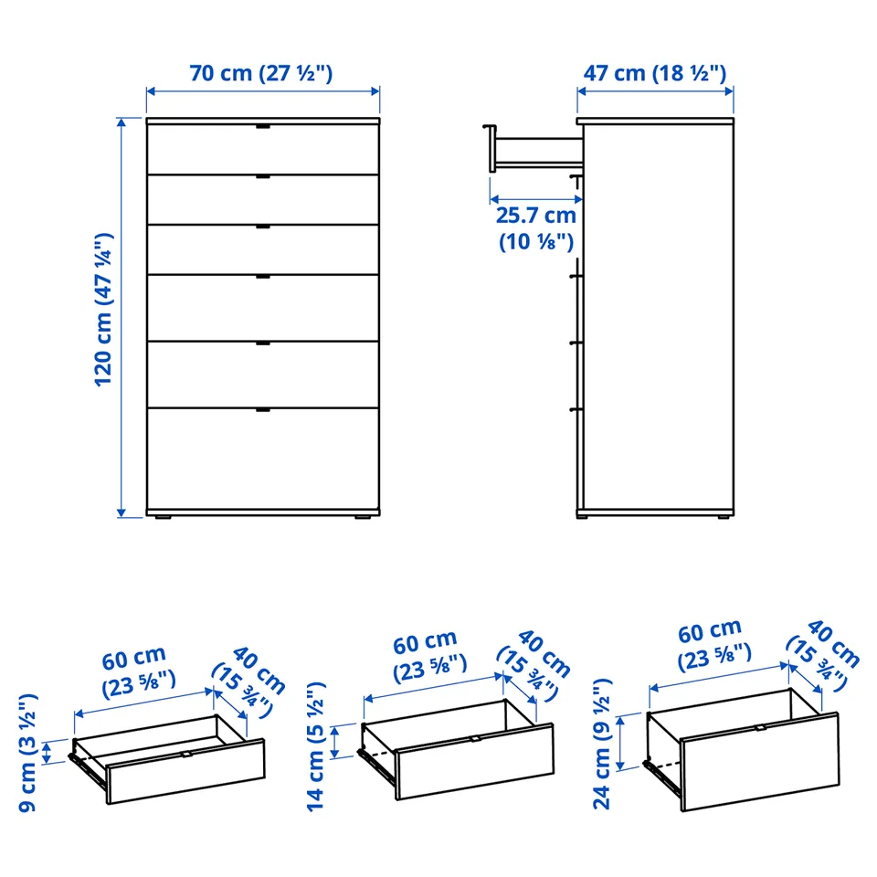 part: VIHALS chest of 6 drawers