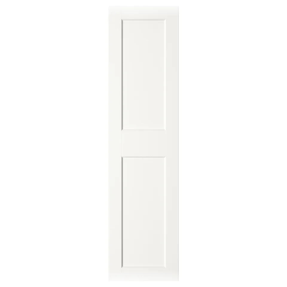 White GRIMO door, two panels, fiberboard, modern clean lines.