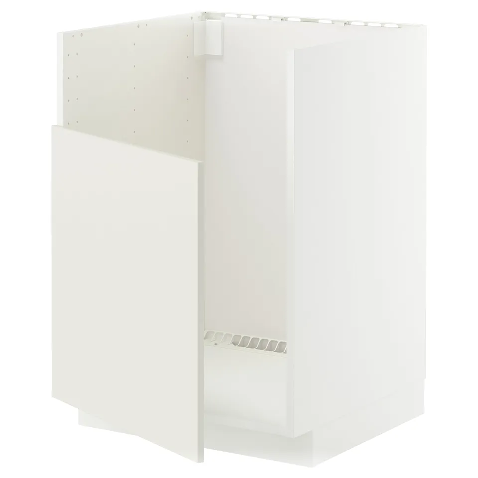 White METOD kitchen cabinet, rectangular, smooth, veddinge series, fibreboard & particleboard.