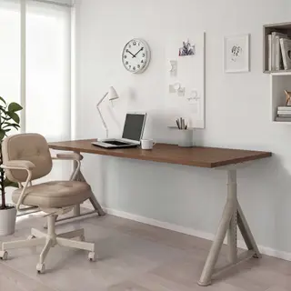 ALEFJÄLL/IDÅSEN set: desk + office chair, brown/beige + Grann beige, 160x80 cm