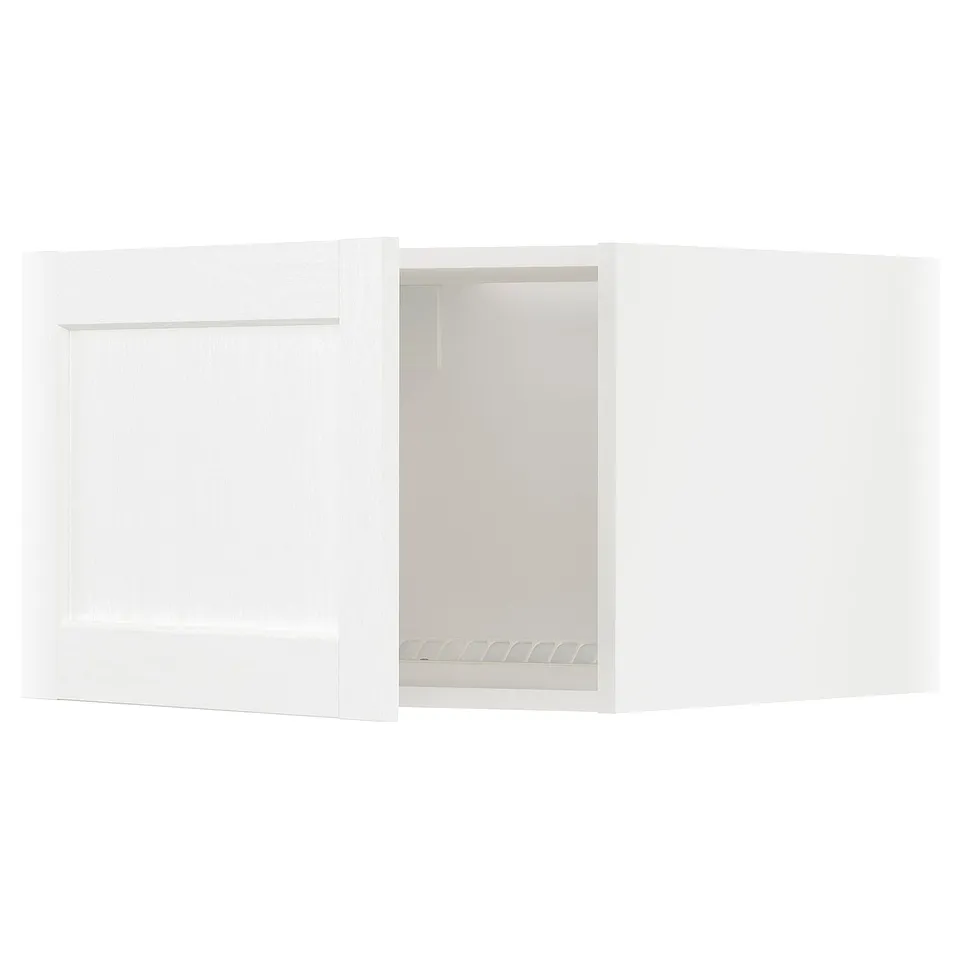 METOD white kitchen cabinet. Square, hollow; fiberboard & foil. One open door.