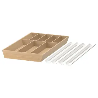 UPPDATERA cutlery tray/spice rack, white/bamboo, 52x50 cm