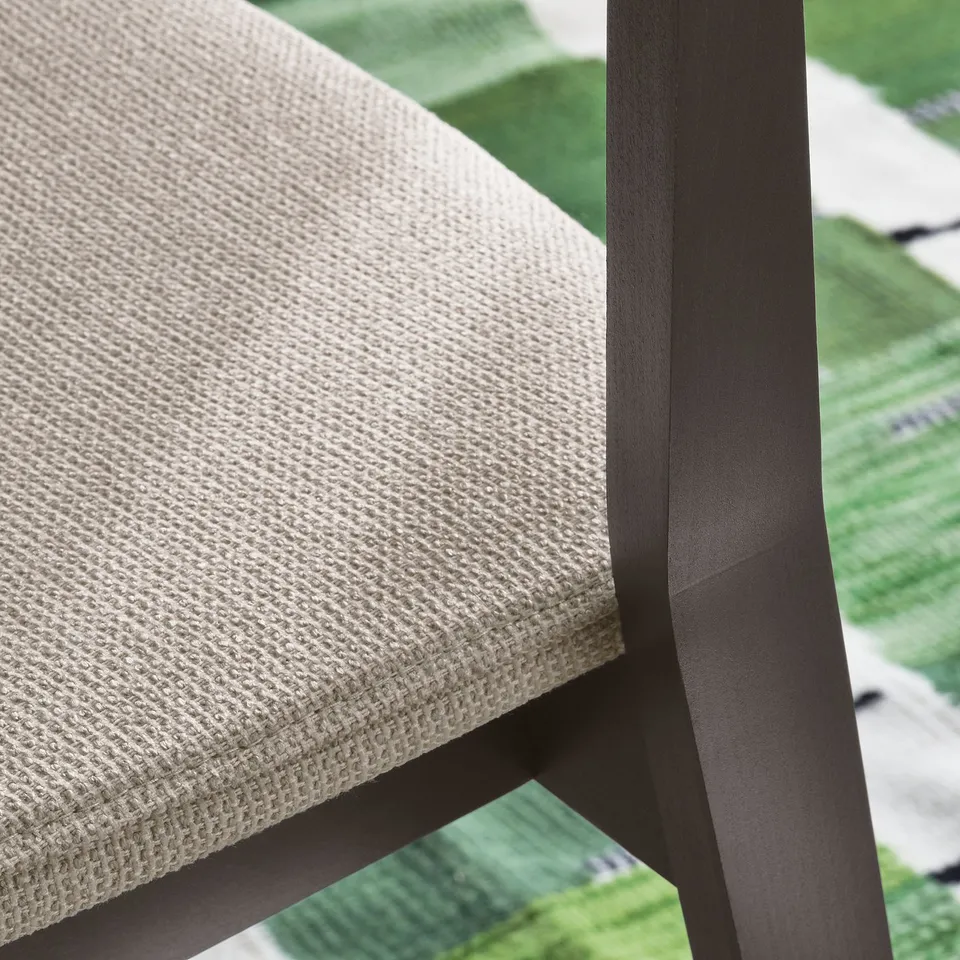 STOCKHOLM Chair with armrests, dark brown ash veneer/Tresund beige