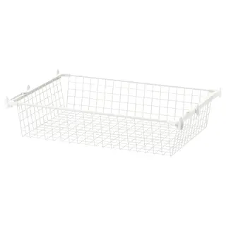 HJÄLPA wire basket with pull-out rail, white, 80x55 cm