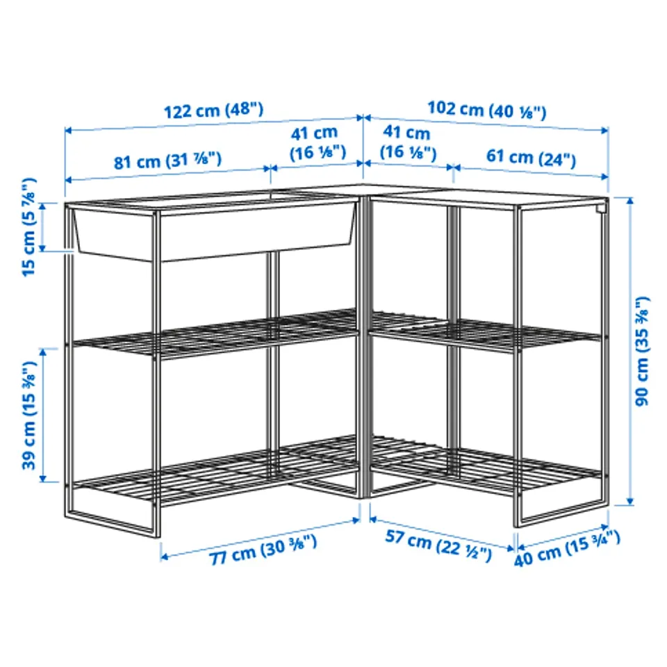 Illustration with measurements for the product: JOSTEIN.
