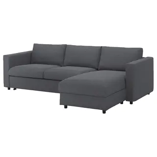 VIMLE cover 3-seat sofa-bed w chaise lng, Gunnared medium grey