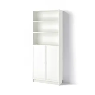 BILLY / OXBERG bookcase with doors, white, 80x30x202 cm