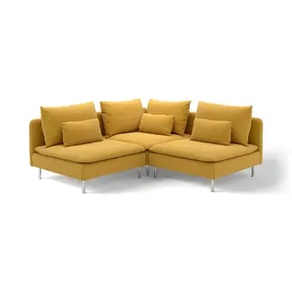 SÖDERHAMN corner sofa, 3-seat, Kelinge dark yellow, Depth 99 cm