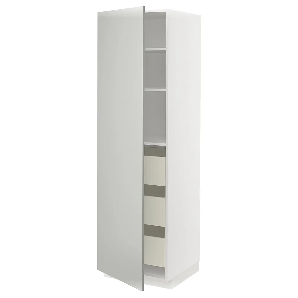 White METOD kitchen cabinet - tall, slim, modern.