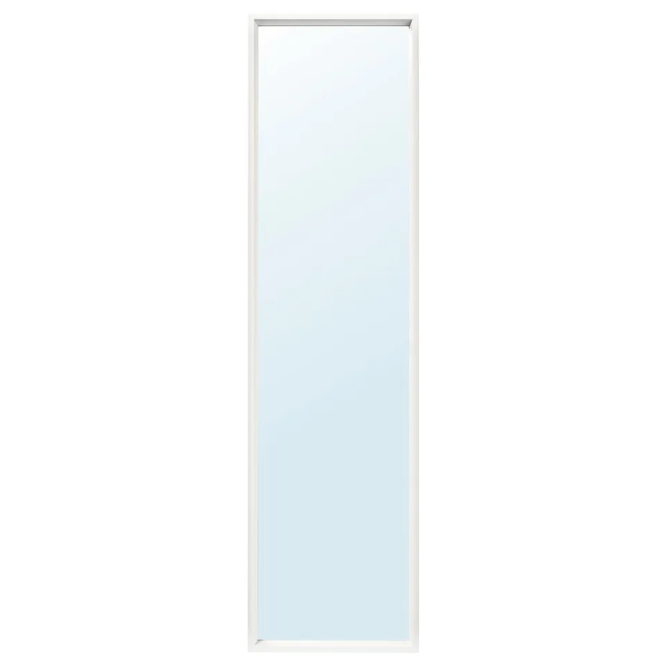 NISSEDAL silver-framed mirror, rectangular, minimalist design, wall-mounted, suitable for bathroom or bedroom.