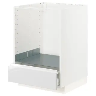 METOD / MAXIMERA base cabinet for oven with drawer, white/Voxtorp high-gloss/white, Width 60.0 x Depth 62.1 x Height 88.0 cm