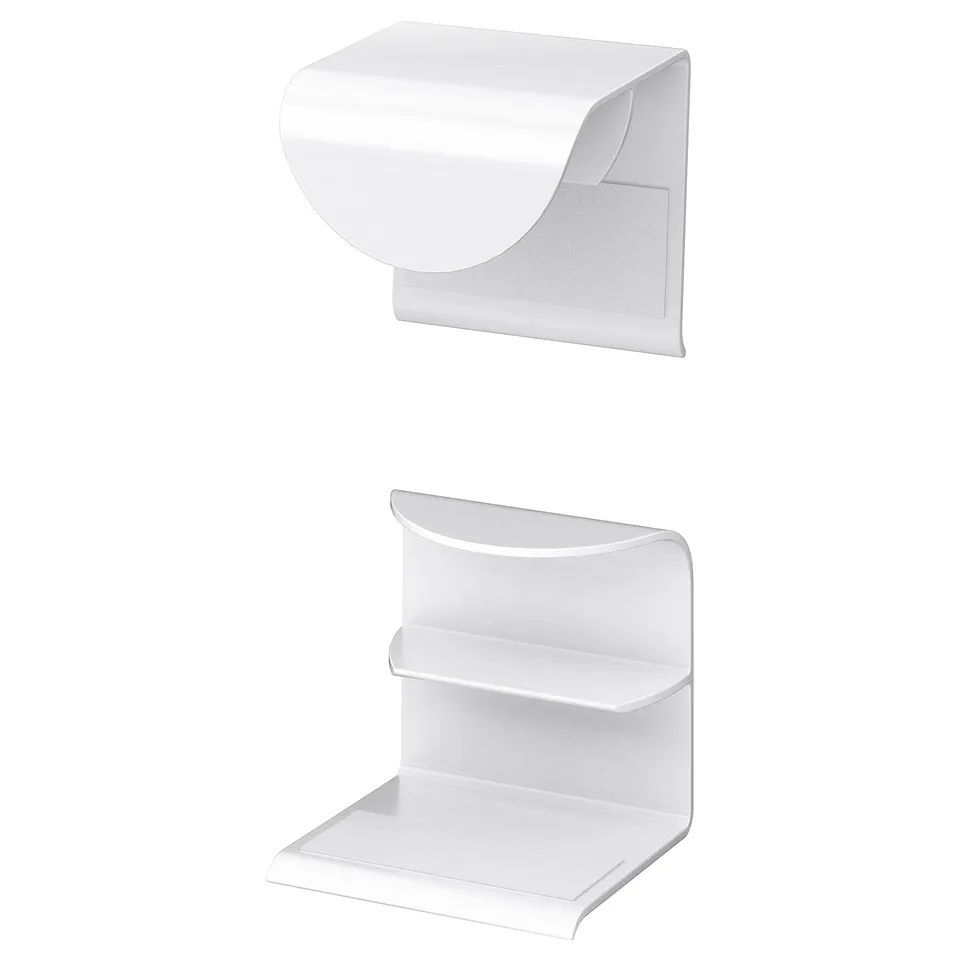 A modern, white DRAGSMARK handle with a rounded grip. Made of aluminium, it clips on without drilling.