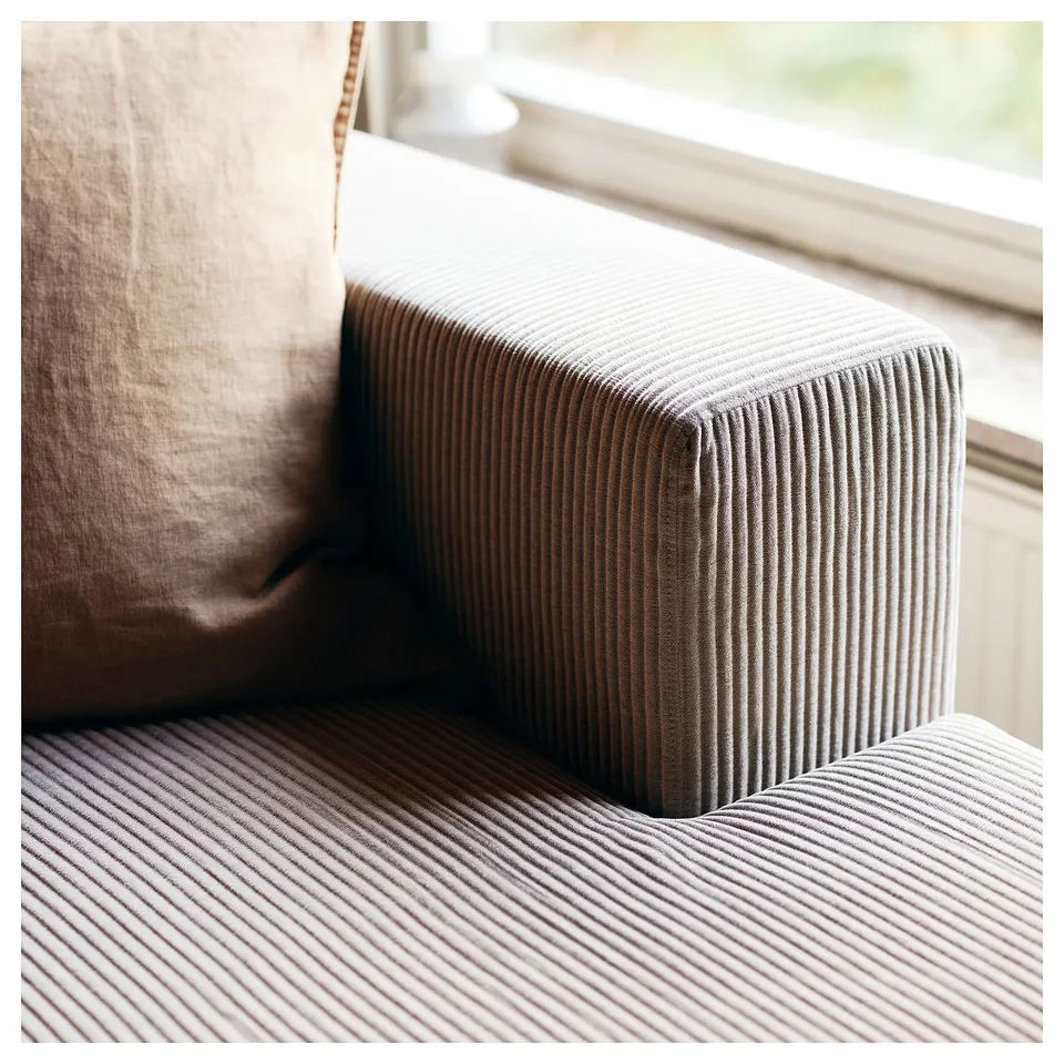 JÄTTEBO sofa in beige, corduroy texture, modular design.