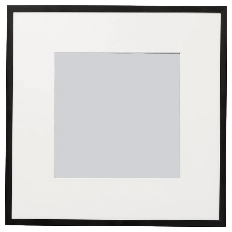 A LOMVIKEN black square picture frame with clear plastic front protection, suitable for wall hanging.