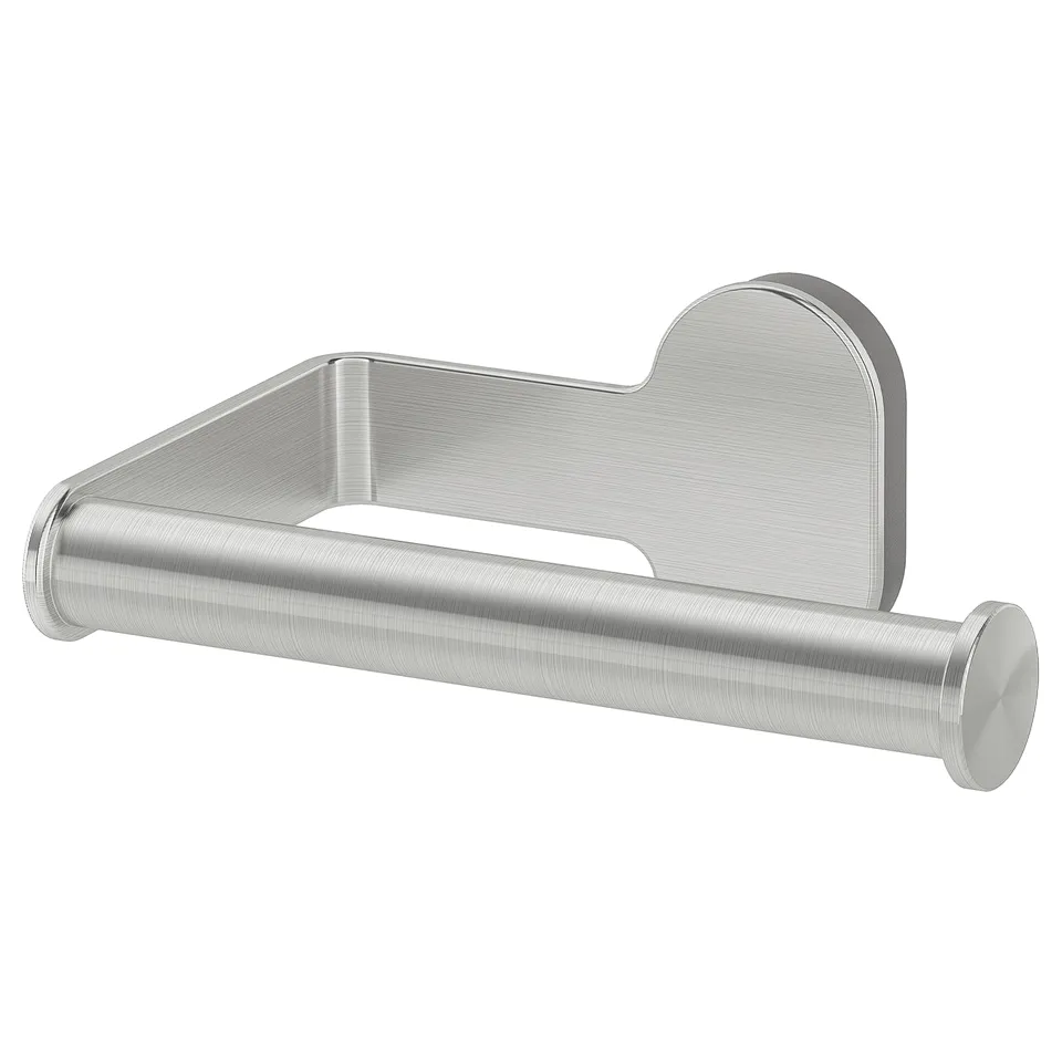 BROGRUND stainless steel toilet paper holder, rounded shape, wall mounted, no visible screws.