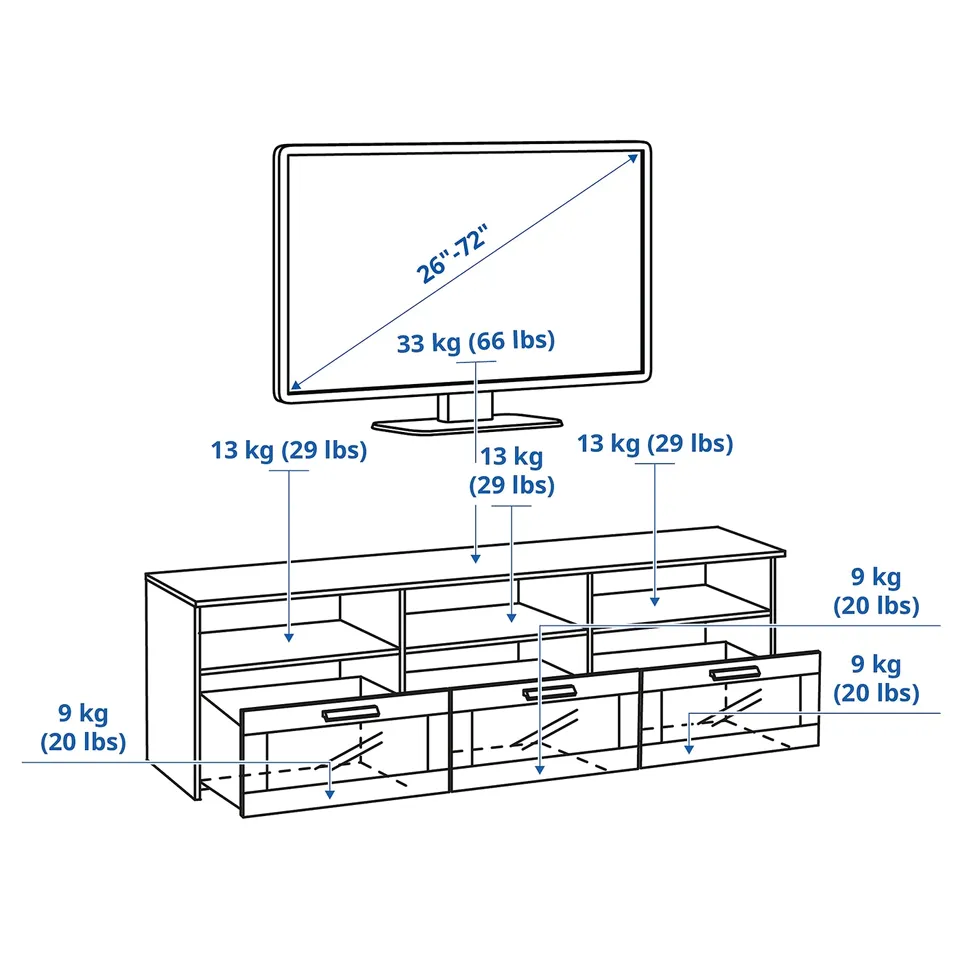 BRIMNES TV bench, black, 180x41x53 cm