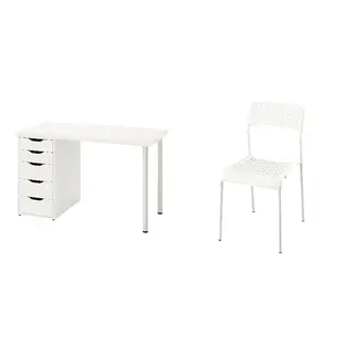 LAGKAPTEN / ALEX /SANDSBERG set: desk + chair, white, 120x60 cm